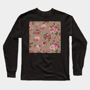 Victorian seamless patter with flowers Long Sleeve T-Shirt